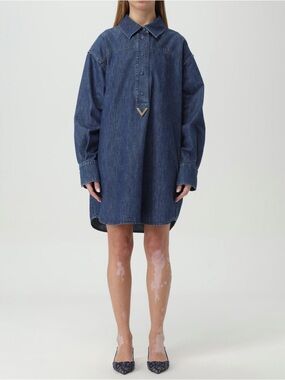 Valentino Blue Denim Long Sleeve Tunic Dress